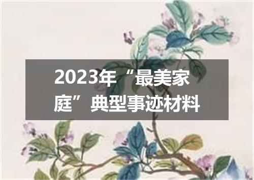 2023年“最美家庭”典型事迹材料