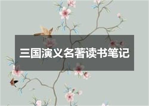 三国演义名著读书笔记