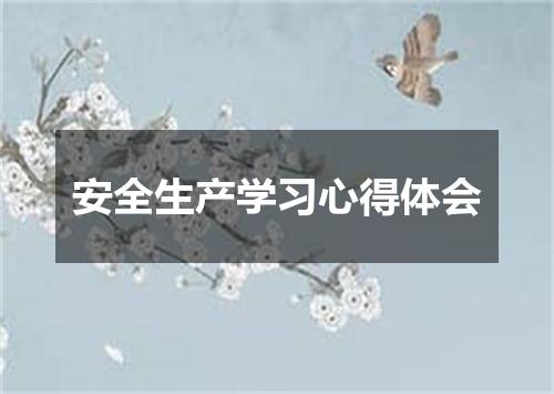 安全生产学习心得体会