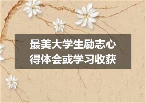 最美大学生励志心得体会或学习收获