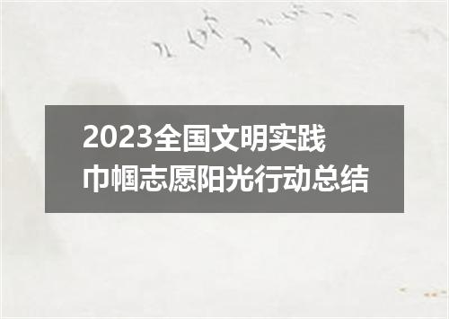 2023全国文明实践巾帼志愿阳光行动总结