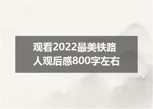 观看2022最美铁路人观后感800字左右