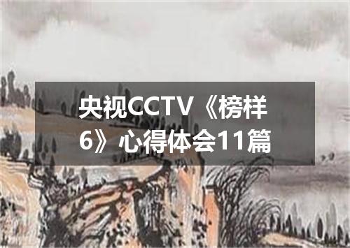 央视CCTV《榜样6》心得体会11篇