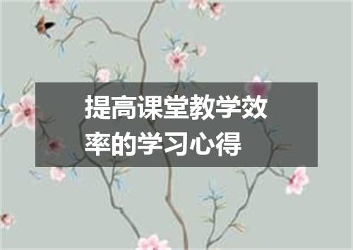 提高课堂教学效率的学习心得
