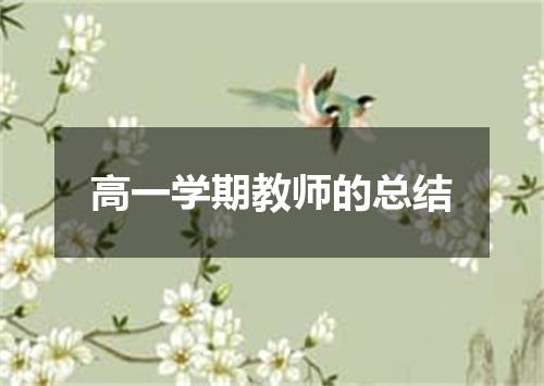 高一学期教师的总结