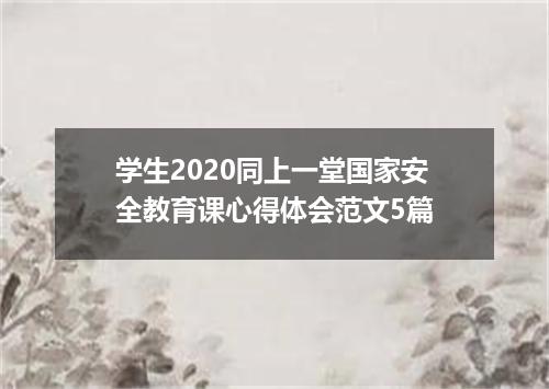学生2020同上一堂国家安全教育课心得体会范文5篇
