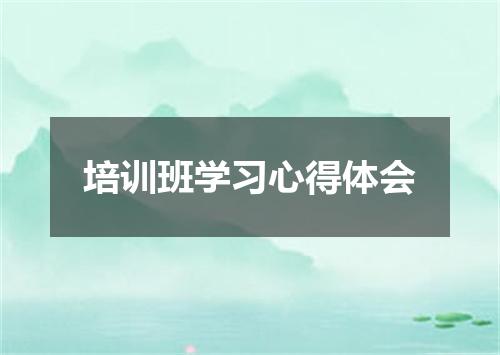 培训班学习心得体会