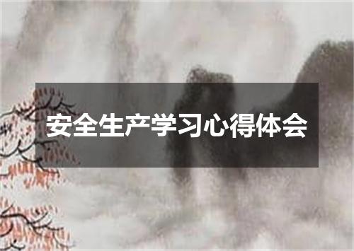 安全生产学习心得体会
