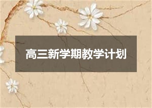 高三新学期教学计划