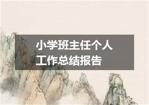 小学班主任个人工作总结报告