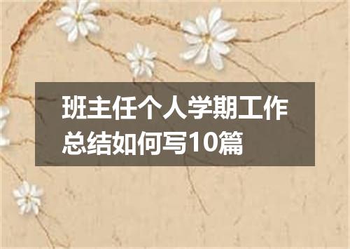 班主任个人学期工作总结如何写10篇