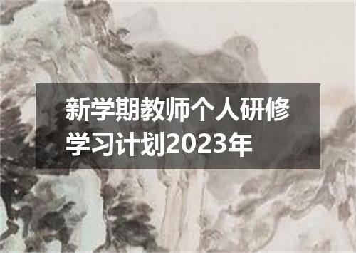 新学期教师个人研修学习计划2023年
