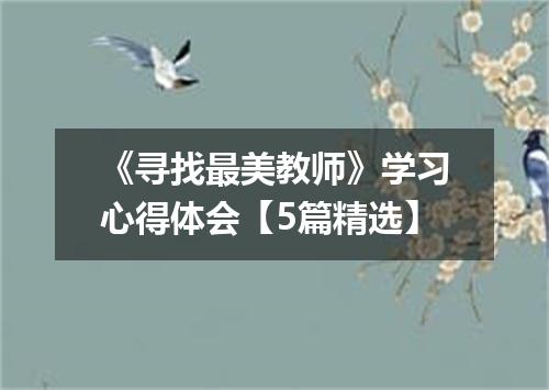 《寻找最美教师》学习心得体会【5篇精选】