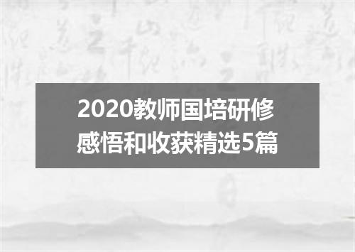 2020教师国培研修感悟和收获精选5篇