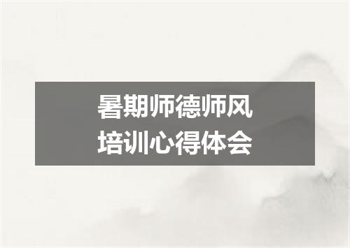 暑期师德师风培训心得体会
