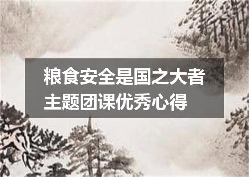 粮食安全是国之大者主题团课优秀心得
