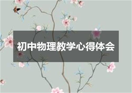 初中物理教学心得体会