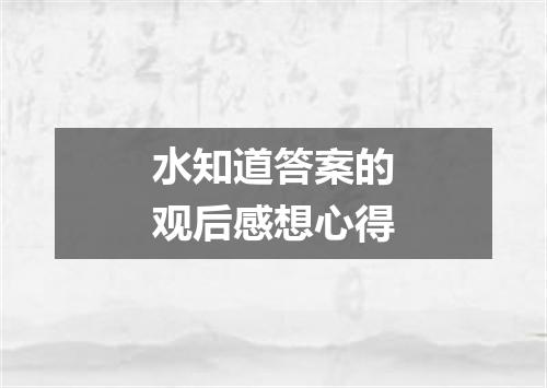 水知道答案的观后感想心得