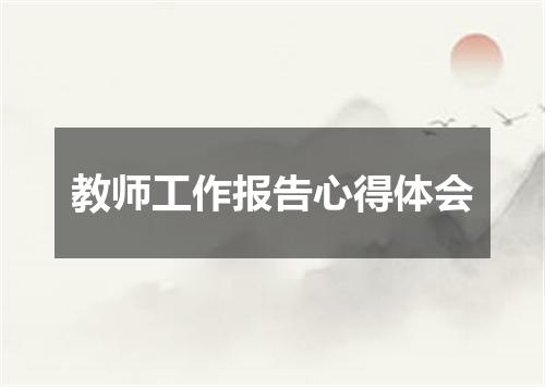 教师工作报告心得体会