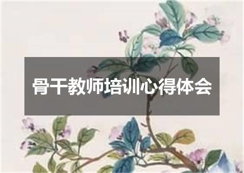 骨干教师培训心得体会