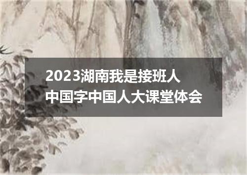 2023湖南我是接班人中国字中国人大课堂体会