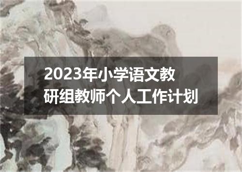 2023年小学语文教研组教师个人工作计划