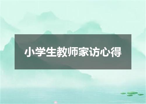 小学生教师家访心得