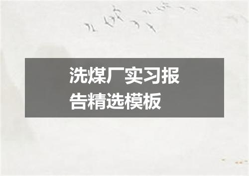 洗煤厂实习报告精选模板