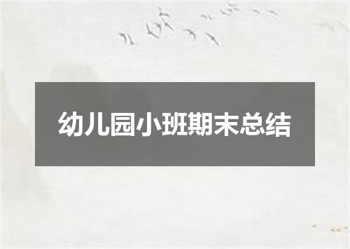 幼儿园小班期末总结