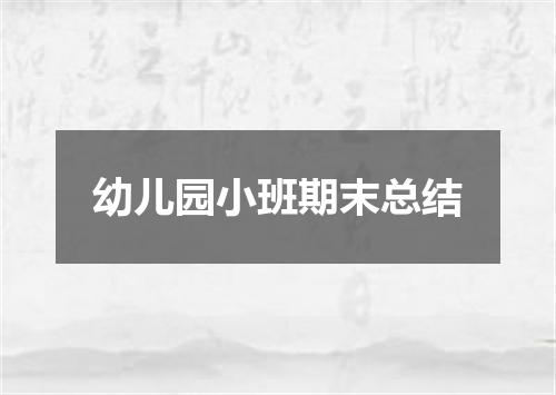 幼儿园小班期末总结