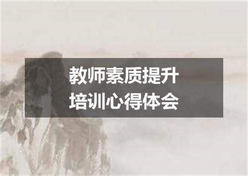 教师素质提升培训心得体会