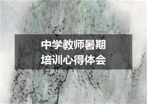 中学教师暑期培训心得体会