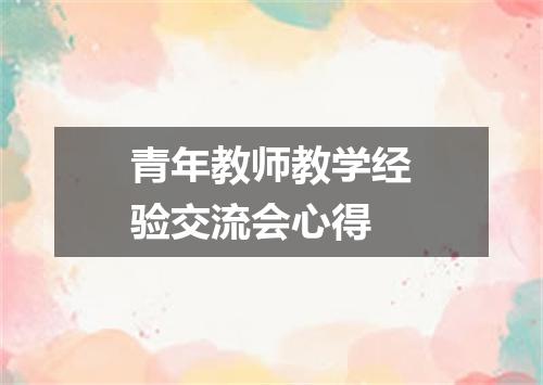 青年教师教学经验交流会心得