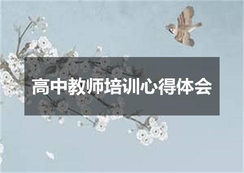 高中教师培训心得体会