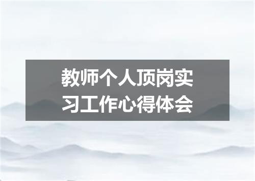 教师个人顶岗实习工作心得体会