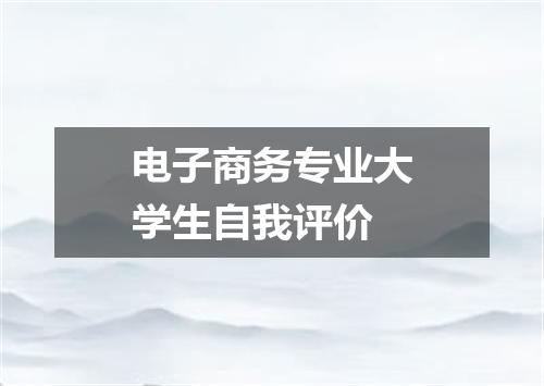 电子商务专业大学生自我评价
