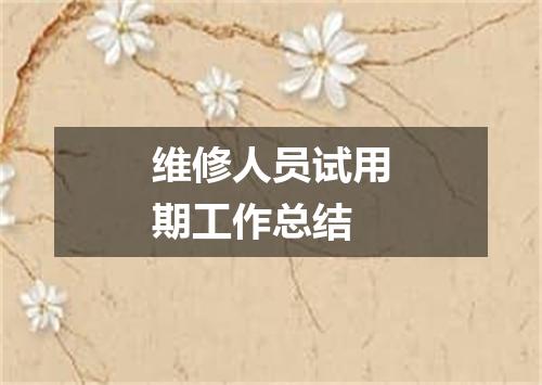 维修人员试用期工作总结