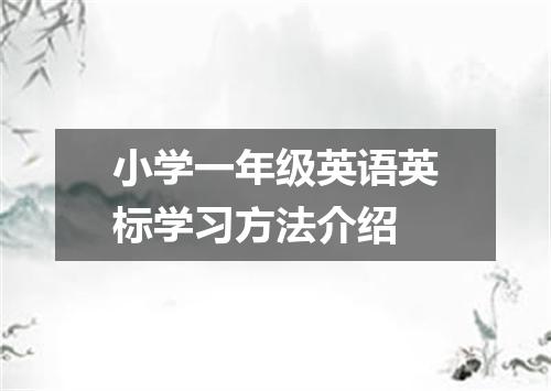 小学一年级英语英标学习方法介绍