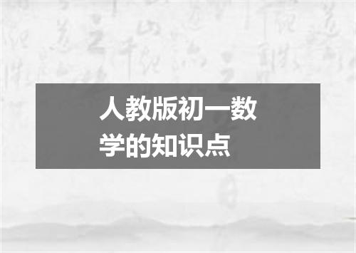 人教版初一数学的知识点