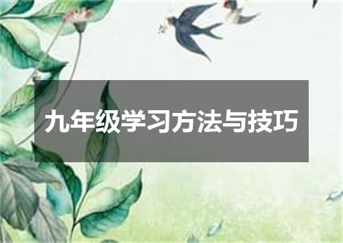 九年级学习方法与技巧