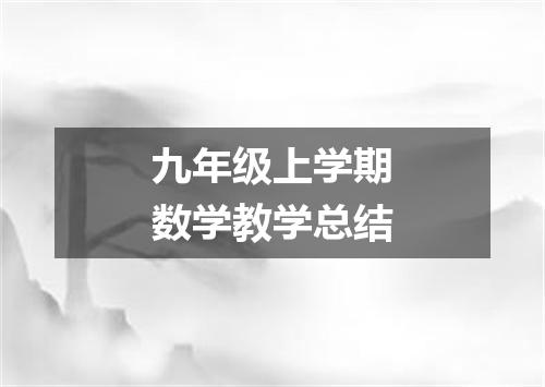 九年级上学期数学教学总结