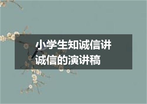 小学生知诚信讲诚信的演讲稿
