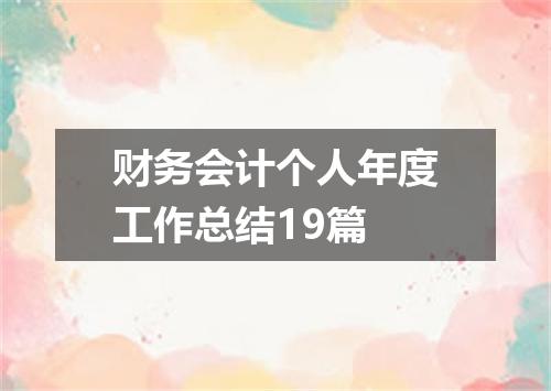 财务会计个人年度工作总结19篇