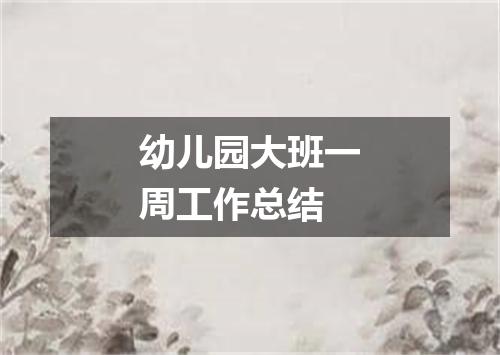 幼儿园大班一周工作总结