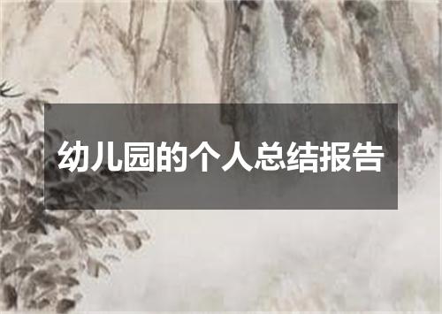 幼儿园的个人总结报告