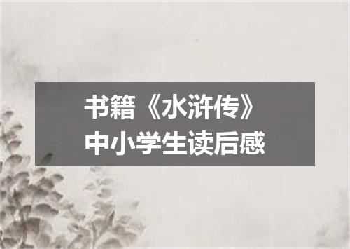 书籍《水浒传》中小学生读后感