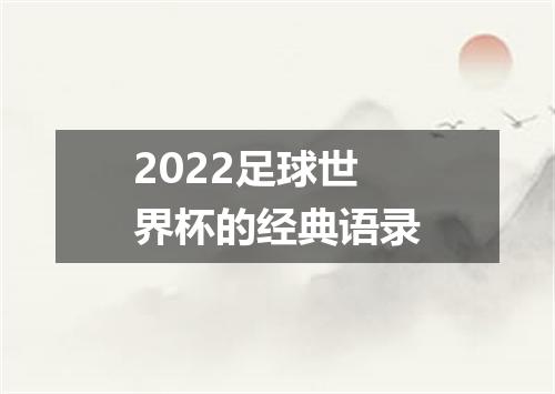 2022足球世界杯的经典语录