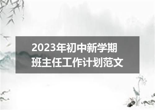 2023年初中新学期班主任工作计划范文