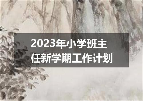 2023年小学班主任新学期工作计划