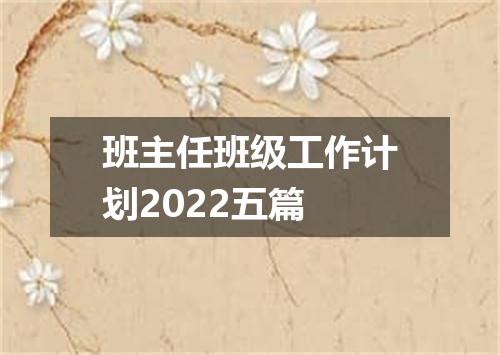 班主任班级工作计划2022五篇